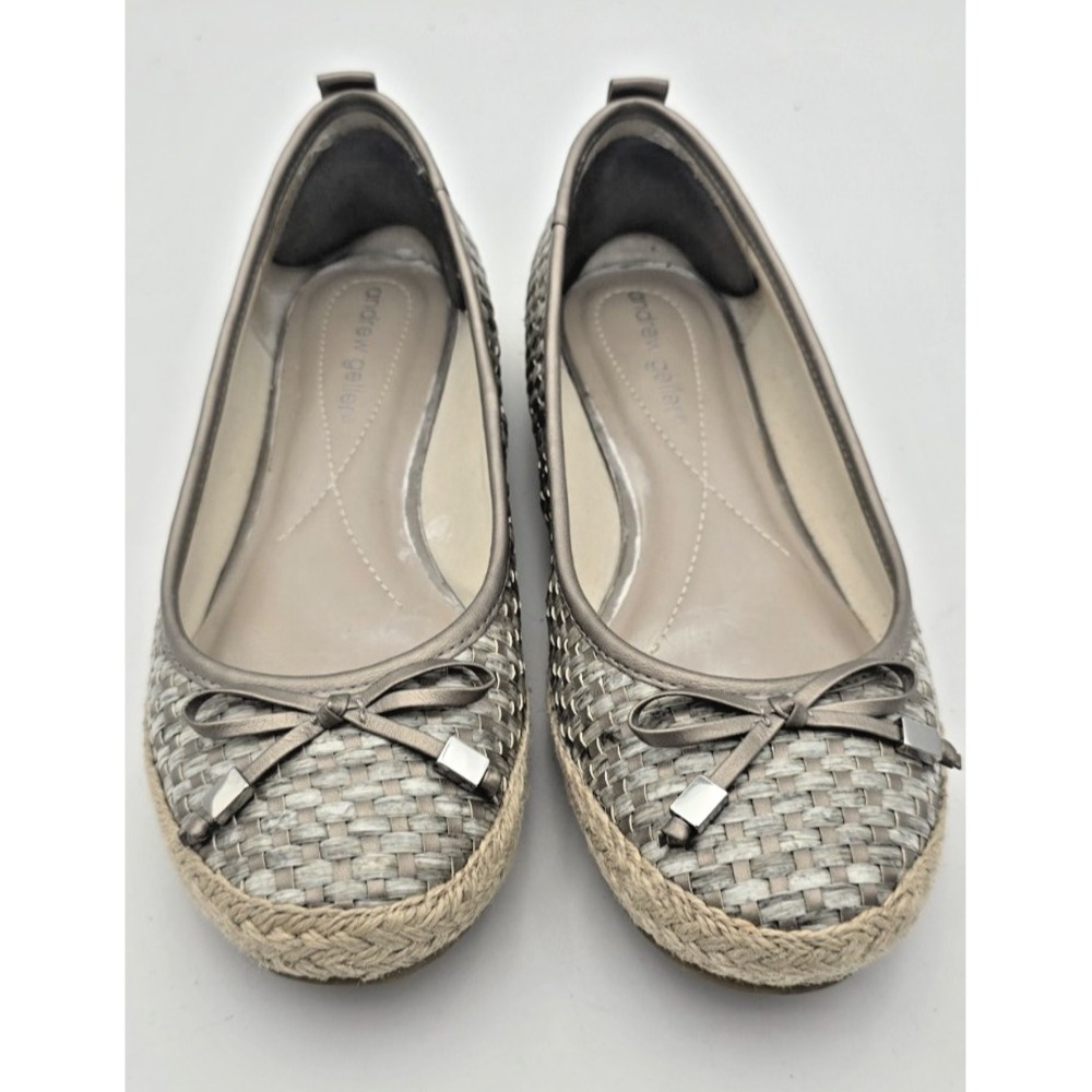 Andrew Geller Womens 7 Arctic Blue Metallic woven Espadrille ballet flats